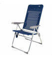 Marbueno Folding Chair 5 Positions Aluminum Orange Blue Stripes Beach Pool 63X76X78 cm