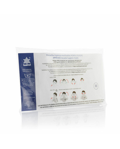 Hygienic Reusable Fabric Mask Tongue Luanvi Size M Pack of 3 units