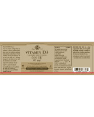 Vitamin D3 (Cholecalciferol) Solgar 600 iu 60 Capsules
