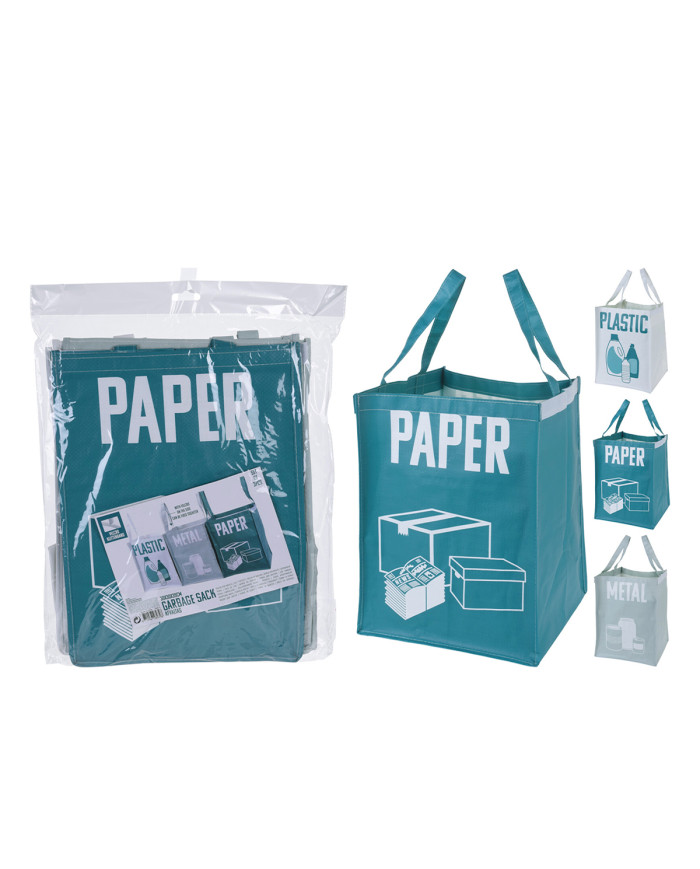 Rubbish Bags Paper-Plastic-Metal Pack of 3 units