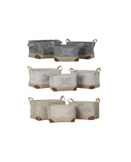 Multi-purpose basket DKD Home Decor Beige Grey Light brown 40 x 30 x 24 cm Wood 3 Pieces (3 Units)