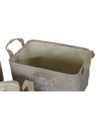 Multi-purpose basket DKD Home Decor Beige Grey Light brown 40 x 30 x 24 cm Wood 3 Pieces (3 Units)