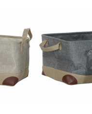 Multi-purpose basket DKD Home Decor Beige Grey Light brown 40 x 30 x 24 cm Wood 3 Pieces (3 Units)