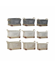 Multi-purpose basket DKD Home Decor Beige Grey Light brown 40 x 30 x 24 cm Wood 3 Pieces (3 Units)