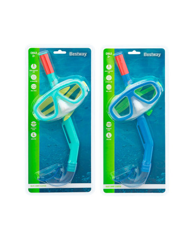 Snorkel Goggles and Tube for Children Bestway Blue Turquoise
