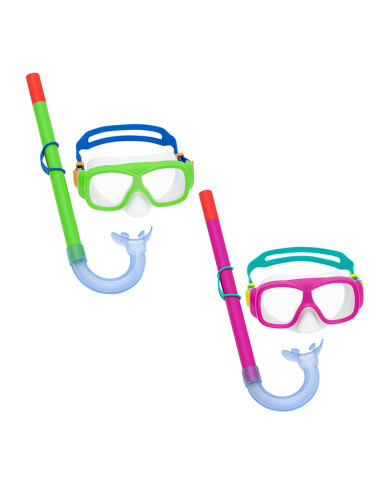 Snorkel Goggles and Tube for Children Bestway Green Pink (1 Unit)