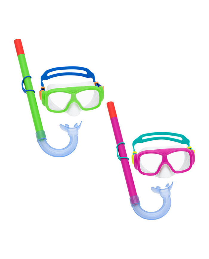 Snorkel Goggles and Tube for Children Bestway Green Pink (1 Unit)