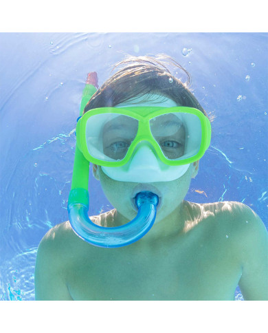 Snorkel Goggles and Tube for Children Bestway Green Pink (1 Unit)