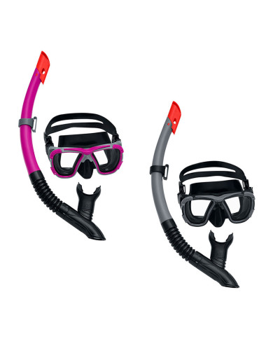 Snorkel Goggles and Tube Bestway Grey Pink Adult (1 Unit)