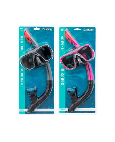 Snorkel Goggles and Tube Bestway Grey Pink Adult (1 Unit)