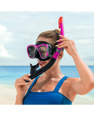 Snorkel Goggles and Tube Bestway Grey Pink Adult (1 Unit)
