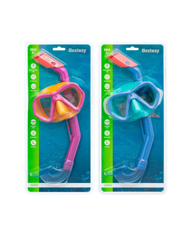 Snorkel Goggles and Tube for Children Bestway Blue Fuchsia (1 Unit)