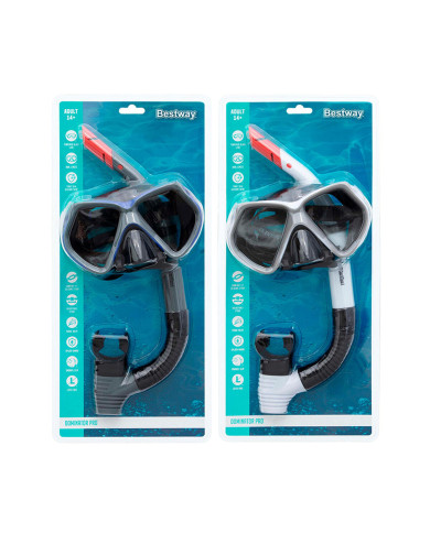 Snorkel Goggles and Tube Bestway White Grey Adult (1 Unit)