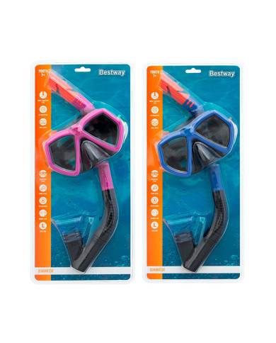 Snorkel Goggles and Tube for Children Bestway Blue Fuchsia (1 Unit)