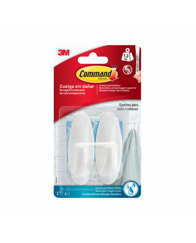 Hook for hanging up 3M 1,3 kg White Metal Plastic (2 Units)