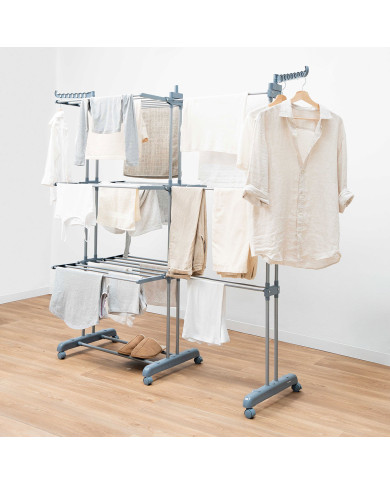 Foldable Vertical Extendable Clothes Drying Rack with Wheels Dolver XL InnovaGoods 30 Bars