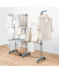 Foldable Vertical Extendable Clothes Drying Rack with Wheels Dolver XL InnovaGoods 30 Bars