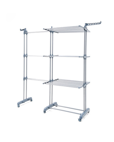 Foldable Vertical Extendable Clothes Drying Rack with Wheels Dolver XL InnovaGoods 30 Bars