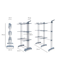 Foldable Vertical Extendable Clothes Drying Rack with Wheels Dolver XL InnovaGoods 30 Bars