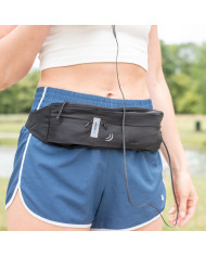 Waterfly Running Waist Bag 3.0 Black Unisex Lycra 1L with Reflectors & Headphone Output