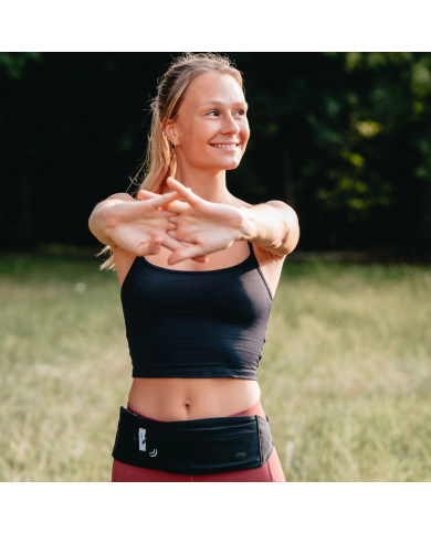 Waterfly Running Waist Bag 3.0 Black Unisex Lycra 1L with Reflectors & Headphone Output