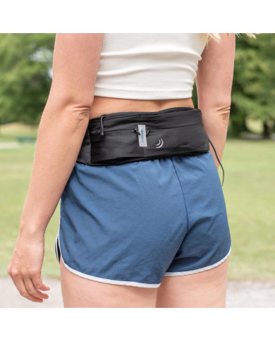 Waterfly Running Waist Bag 3.0 Black Unisex Lycra 1L with Reflectors & Headphone Output