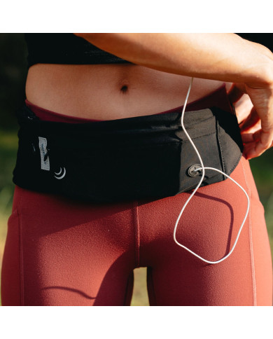 Waterfly Running Waist Bag 3.0 Black Unisex Lycra 1L with Reflectors & Headphone Output