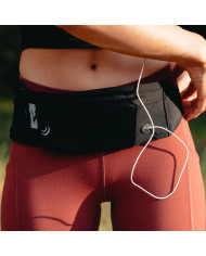 Waterfly Running Waist Bag 3.0 Black Unisex Lycra 1L with Reflectors & Headphone Output