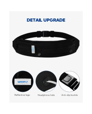 Waterfly Running Waist Bag 3.0 Black Unisex Lycra 1L with Reflectors & Headphone Output