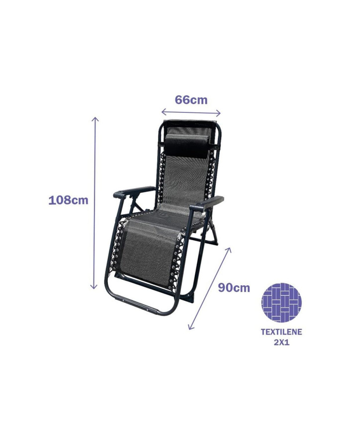 Folding Chair Marbueno Black 90 x 108 x 66 cm