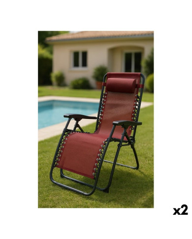 Foldable Camping Chair Marbueno Burgundy 2 Units