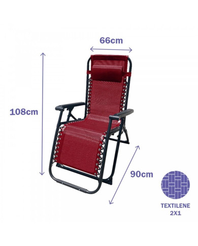 Foldable Camping Chair Marbueno Burgundy 2 Units