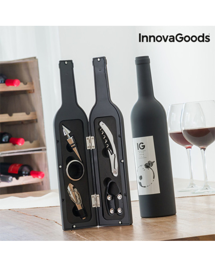 Bottle Wine Set InnovaGoods Black Metal Stainless steel (Refurbished B)