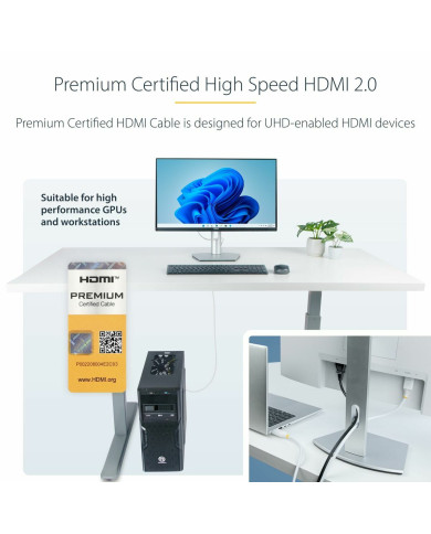 USB Cable Startech HDMI2-CABLE-4K60-10W White 3 m