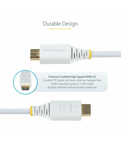 USB Cable Startech HDMI2-CABLE-4K60-10W White 3 m