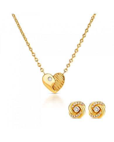 Women's necklace and matching earrings set One Jewels OJSET23G Golden