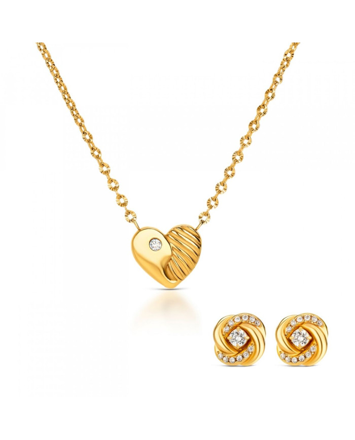 Women's necklace and matching earrings set One Jewels OJSET23G Golden