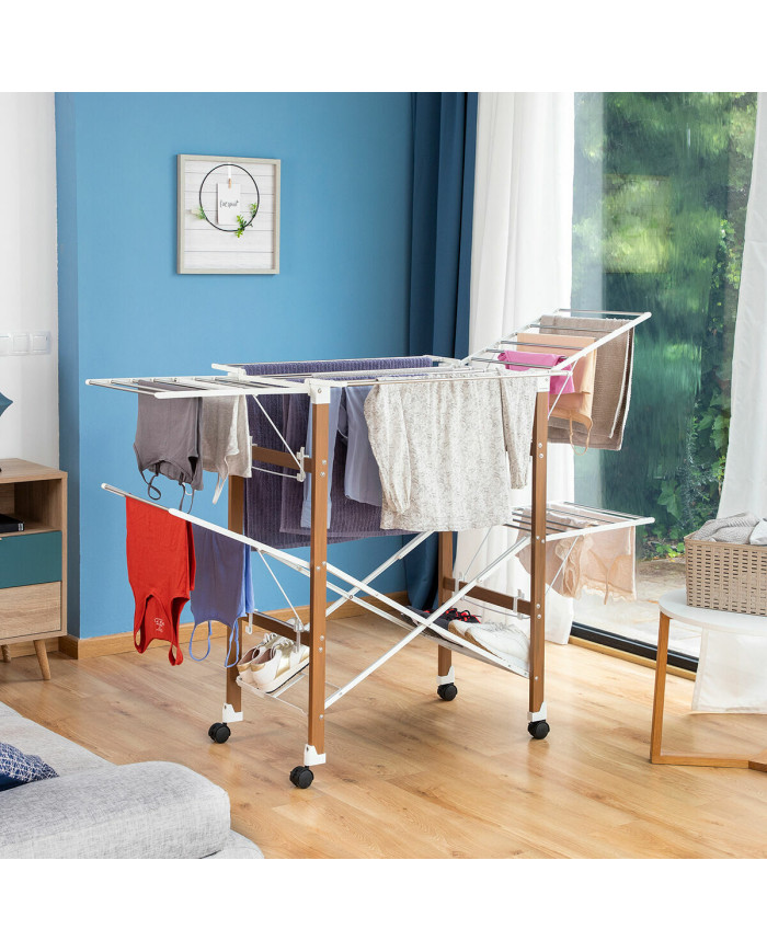 Folding Vertical Clothes Dryer with Wheels Dreeyl InnovaGoods 38 Bars