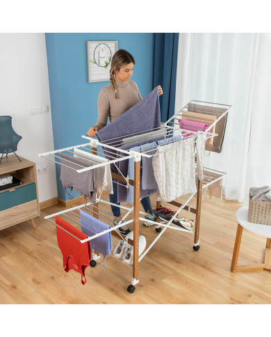 Folding Vertical Clothes Dryer with Wheels Dreeyl InnovaGoods 38 Bars