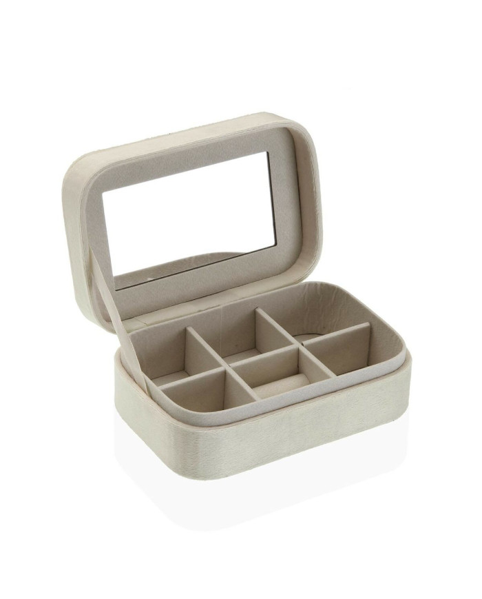 Jewelry box Versa Cream Wood Mirror MDF Wood 10 x 6 x 14,7 cm