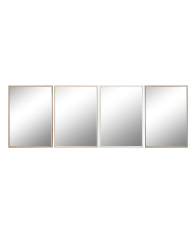 Wall mirror Home ESPRIT White Brown Beige Grey Crystal polystyrene 63,3 x 2,6 x 89,6 cm (4 Units)