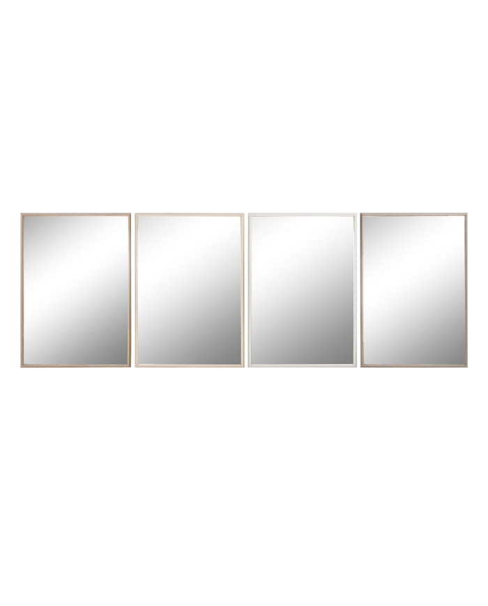 Wall mirror Home ESPRIT White Brown Beige Grey Crystal polystyrene 63,3 x 2,6 x 89,6 cm (4 Units)