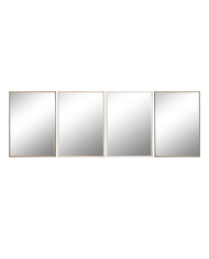 Wall mirror Home ESPRIT White Brown Beige Grey Crystal polystyrene 63,3 x 2,6 x 89,6 cm (4 Units)