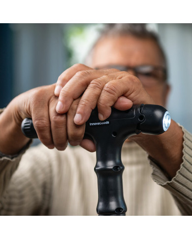 Extendable Walking Stick with LED, Alarm and Grabber Hannde InnovaGoods