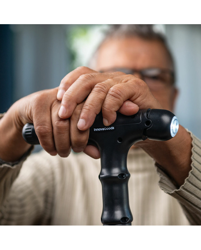Extendable Walking Stick with LED, Alarm and Grabber Hannde InnovaGoods