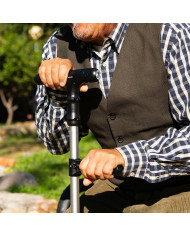 Extendable Walking Stick with LED, Alarm and Grabber Hannde InnovaGoods