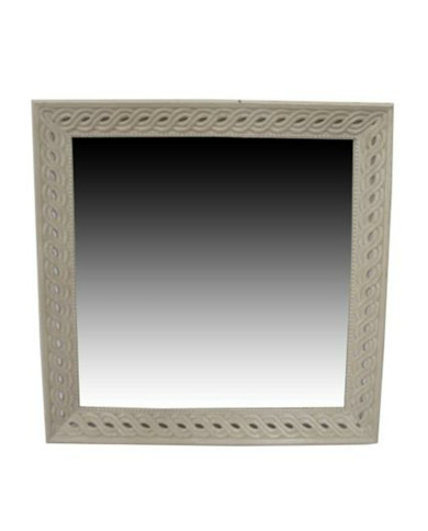 Wall mirror Home ESPRIT White Natural Mango wood Romantic 92 x 6 x 92 cm