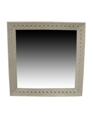 Wall mirror Home ESPRIT White Natural Mango wood Romantic 92 x 6 x 92 cm