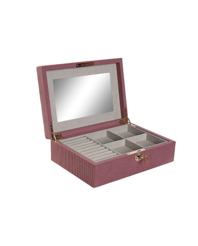 Jewelry box Home ESPRIT Cream Magenta 27 x 19 x 9 cm