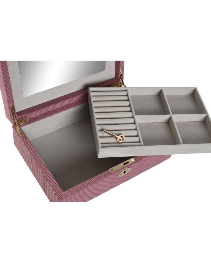 Jewelry box Home ESPRIT Cream Magenta 27 x 19 x 9 cm